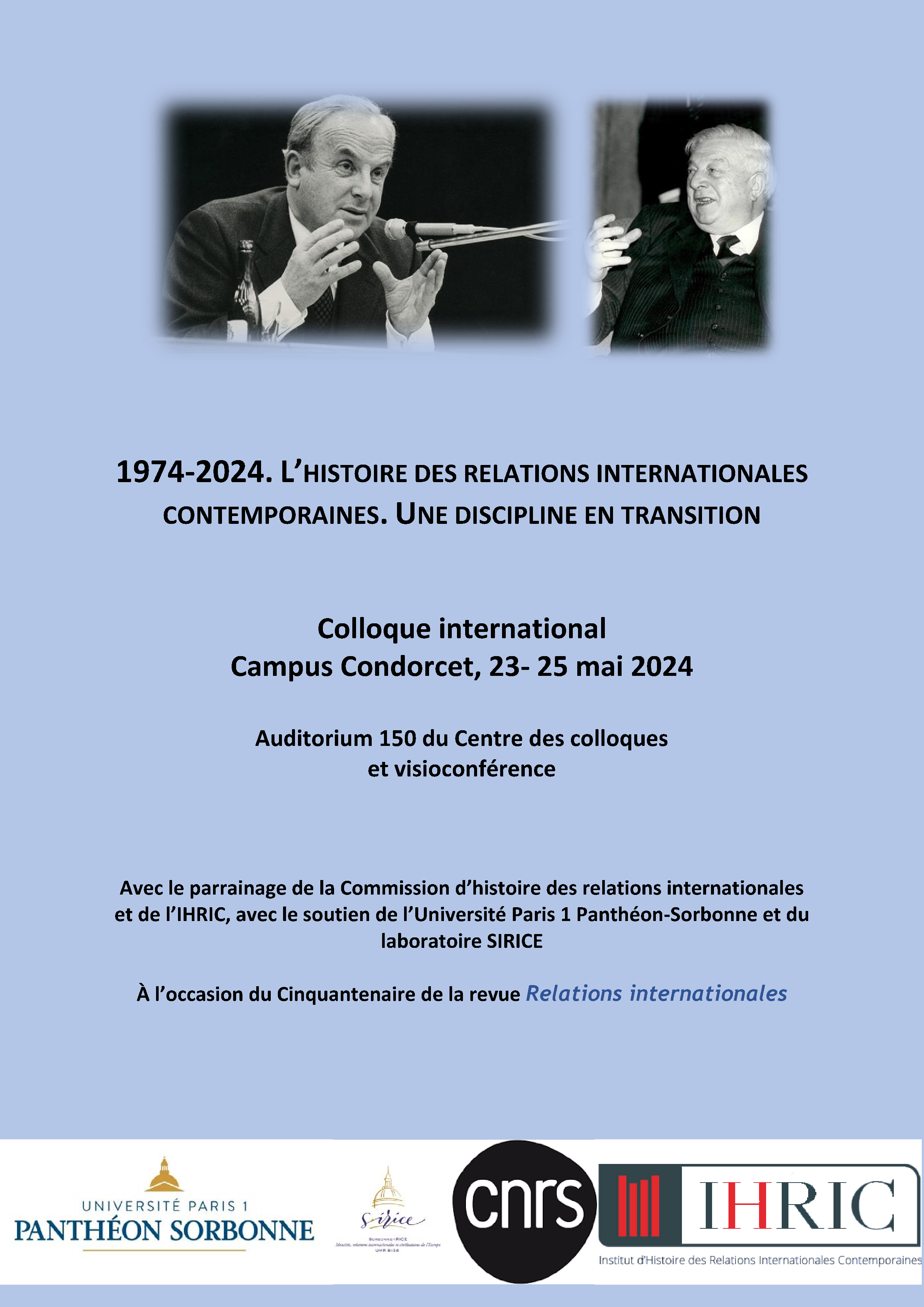 Colloque 1974-2024. L’histoire des relations internationales contemporaines. Une discipline en transition